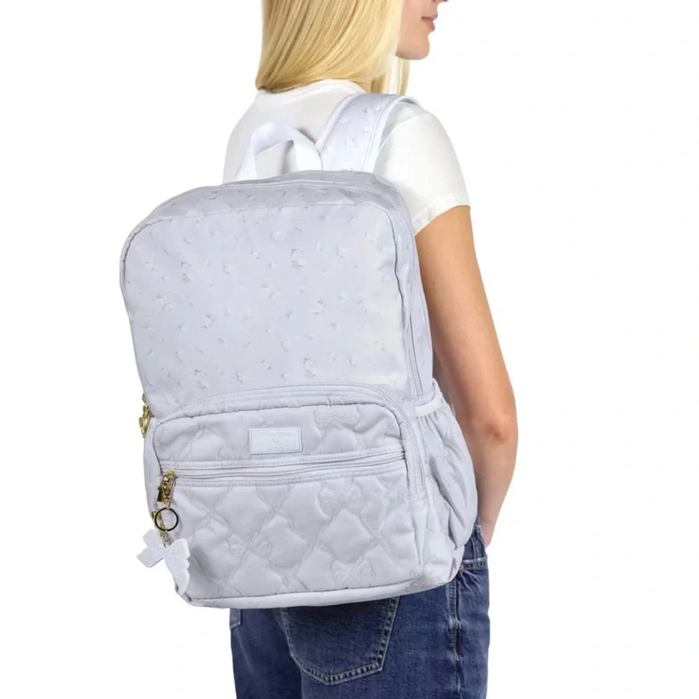 LoveShackFancy Light Lavender Quilted Backpack with Bow Charm